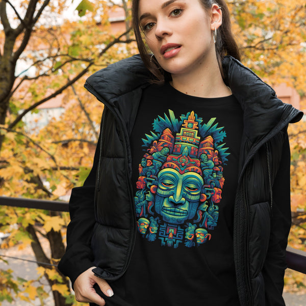 Spiritual journey embodied in Olmec long sleeve shirt